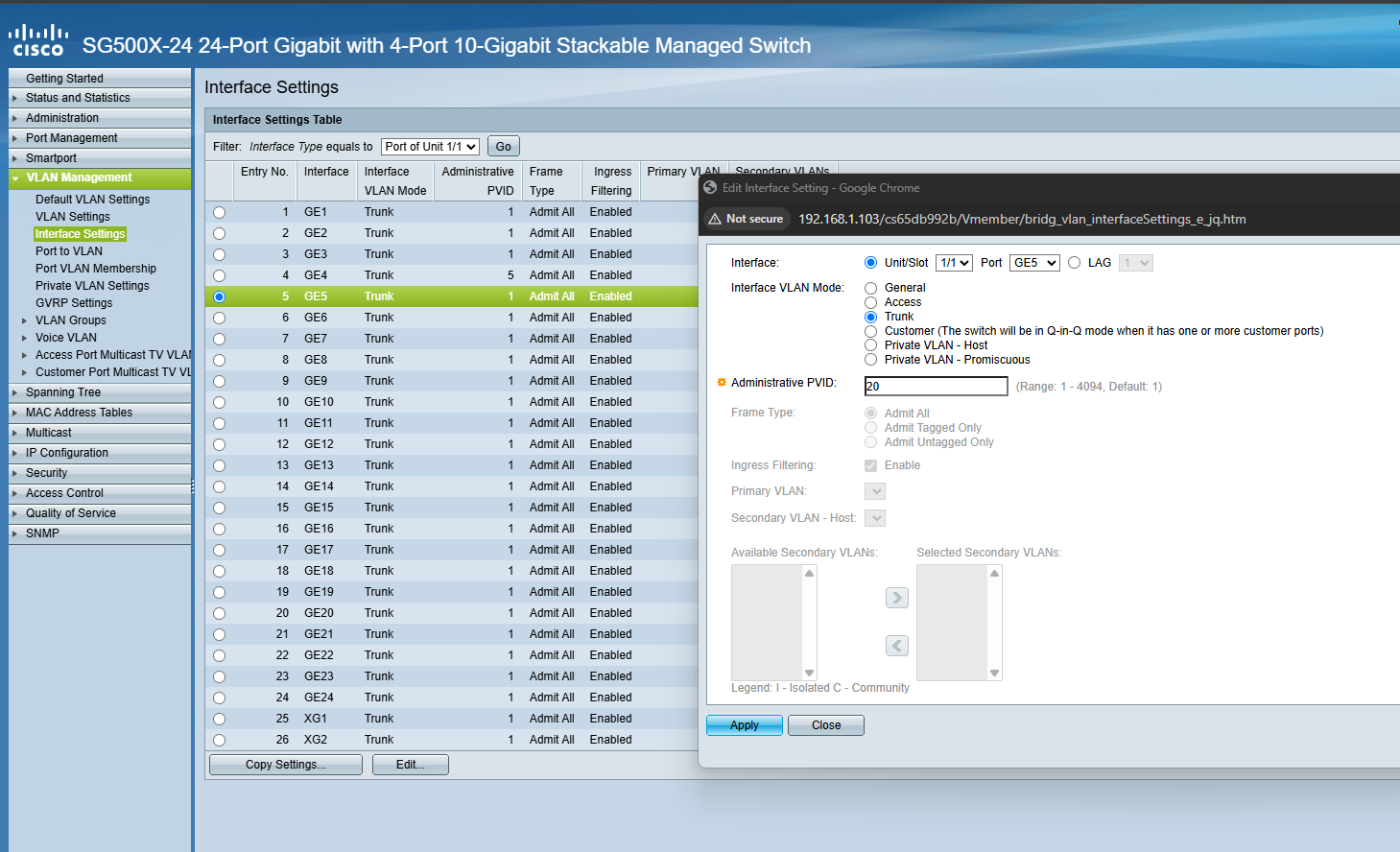 Setting PVID Primary VLAN ID of Physical Parrot OS and Windows OS to ensure Untagged traffic is treated as part of that VLAN